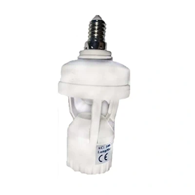 Immagine di E14 Vite portalampada LED PIR Sensore di movimento a infrarossi Interruttore della lampada Basi Lampadina luce notturna Convertitore adattatore bianco
