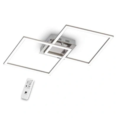 Immagine di Eglo plafoniera Led Palmaves 1, a due in alluminio, acciaio, plastica, nichel opaco, bianco, dimmerabile, colore della luce bianco caldo freddo, notturna
