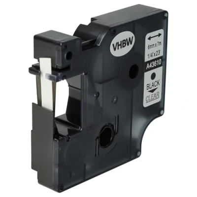 Immagine di vhbw cassetta nastro sostituisce Dymo 43610, D1 per etichettatrice 6mm nero su trasparente