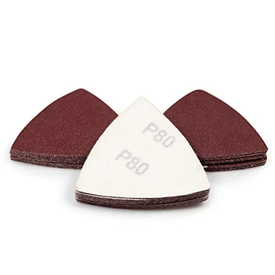 Immagine di SPEEDWOX 30 pezzi gancio e Loop Triangle Sandpaper 80 Grit mm 3 1/8 pollici per Oscillating Multi Tool Dettagli Sander Sanding Discs Pads