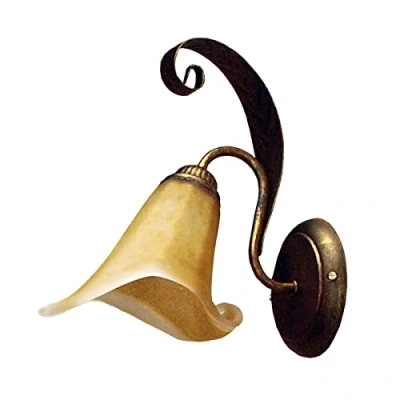 Immagine di ONLI 4230/Ap Applique in Metallo Marrone spennellato Oro e Vetro Ambra