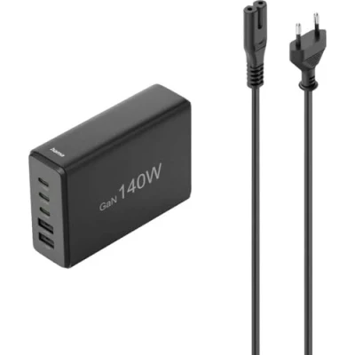 Immagine di Hama Stazione di ricarica 5 porte, GaN, Caricatore rapido, 3xUSB C, 2xUSB A, PD, 140 W, SW (140 W), per dispositivi mobili, Nero