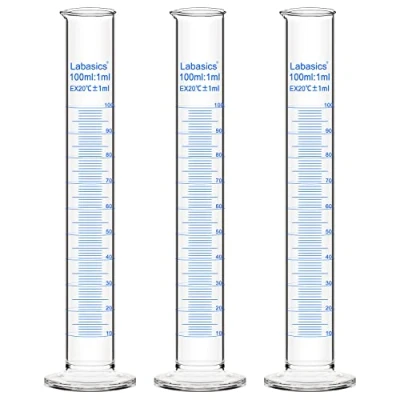 Immagine di Labasics Vetro Cilindro Graduato (3 Pacchi) 100 ml, Graduated Borosilicato di Misurazione