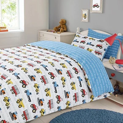 Immagine di Dreamscene Work Force Set Copripiumino Blu, Policotone, Poliestere 50% Cotone, Multicolore, Matrimoniale