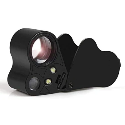 Immagine di Jewelers Loupe Lente d&#039;ingrandimento 30X 60X Jeweler Eye Loop Lens LED 2 in 1 Pieghevole
