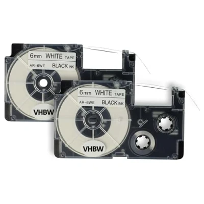 Immagine di vhbw 2 x Cartuccia a nastro 6mm compatibile con Casio KL 7000, 70E, 7400, 750E, 780, 8100, 820 sostituisce XR 6WE1, 6WE.