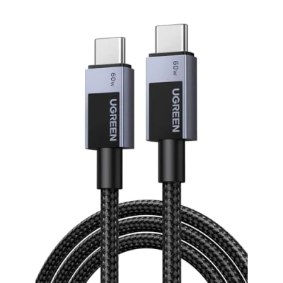 Immagine di UGREEN Cavo USB C 60W, Type Ricarica Rapida PD3.0 Compatible con iPhone 16/15 Plus Pro Max, iPad Air, Galaxy S24/S23, Pixel 9/Pro/Pro XL, PS5, Drone, ecc 1M