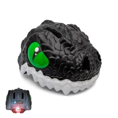 Immagine di Crazy Safety Casco per Bici Bambini 2 7 Anni, Ideale Bicicletta, Skateboard, Monopattino, Pattini a Rotelle Caschetto da 3D Regolabile 49 55 cm (Dragone Nero)