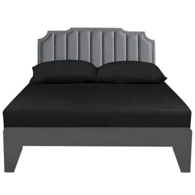 Immagine di Lirex Lenzuola letto singolo cotone 135 x 200 cm,100% 300 Fil singol,Certificato Oeko Tex,Nero