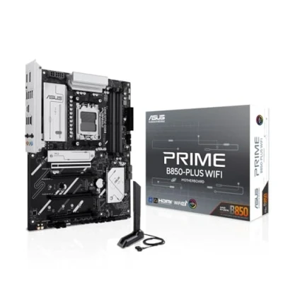 Immagine di ASUS PRIME B850 PLUS WIFI, Scheda Madre AMD ATX, 8+2+1 Fasi Alimentazione, slot DDR5, PCIe 5.0, 3 M.2, Wi Fi 6E, Ethernet Realtek 2.5Gb, DisplayPort, HDMI, USB A e C da 10Gbps, Aura Sync
