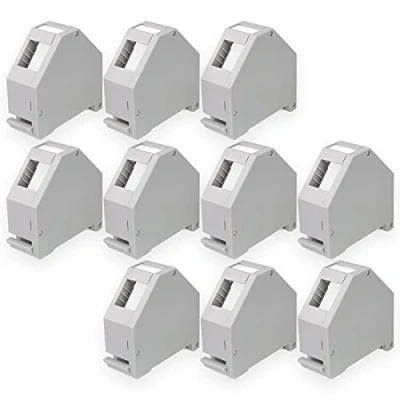 Immagine di HB DIGITAL 10 adattatori per guida DIN RJ45 Keystone da 35 mm, adatti moduli Cat.5e Cat.6/6a Cat.8, presa di rete Ethernet LAN, montaggio