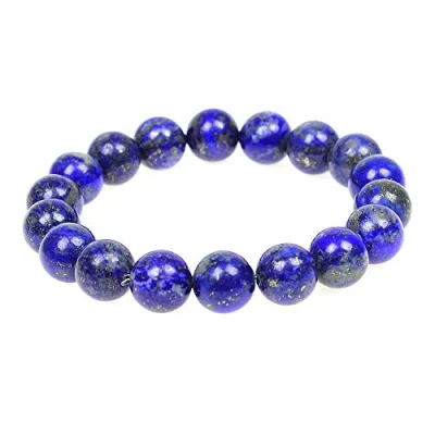 Immagine di MJDCB Bracciale Pietre Lapislazzuli Naturali, 10mm Perle Braccialetti Portafortuna