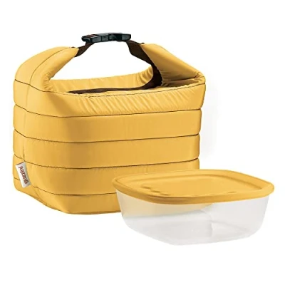 Immagine di Guzzini Handy Set Borsa Termica con Contenitore Salvafreschezza On The Go, Ocra, 22 x 18 h22 cm, 19.6 h7 1400 cc