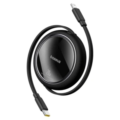 Immagine di Baseus Cavo USB C / Lightning retrattile Free2Pull 20W 1m nero (1 m),