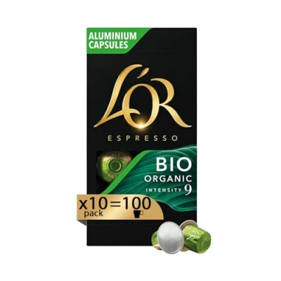 Immagine di L&#039;Or Capsule Caffè Espresso Bio Organic 100 in Alluminio Intensità 9 Compatibili con Macchine Nespresso®* original 10 Confezioni da