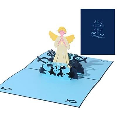Immagine di BOUTIKS® [ 3D Pop Up Biglietto Biglietti Comunione ][ Cresima Ringraziamento Invito Conferma]