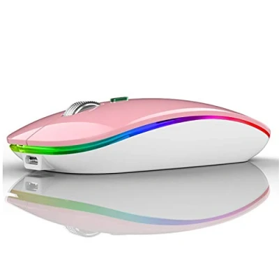 Immagine di Uiosmuph G12 Mouse Wireless, 2,4 GHz con Ricevitore USB Senza Fili, DPI Regolabile LED Wireless Ergonomico for Mac/PC/Laptop Rosa