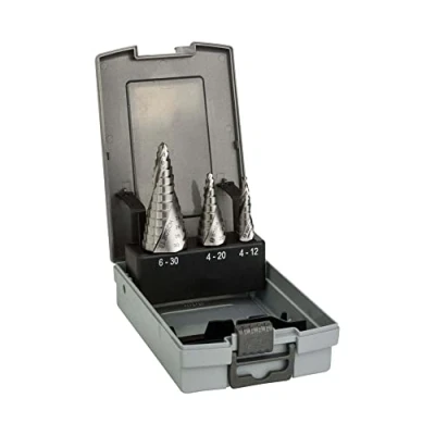 Immagine di Bosch Professional 3 pz. Set di punte a gradini HSS con codolo tripla superficie (per Metallo, Ø 4 12/4 20/6 30 mm, Accessorio per Trapani)