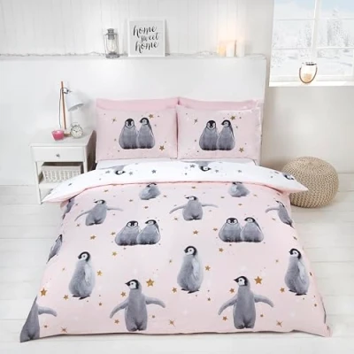 Immagine di Rapport Starry Penguins, Set Copripiumino con Pinguini, Pink, Singolo