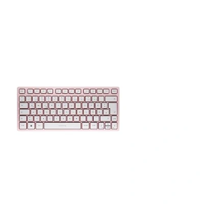Immagine di Cherry KW 7100 MINI BT, Tastiera Multidispositivo Compatta con 3 Canali Bluetooth, Layout per la Germania (QWERTZ), Design Piatto, Custodia di Trasporto, Blossom