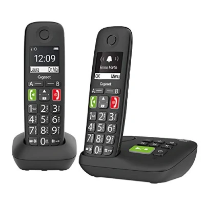 Immagine di Gigaset E290A Duo, Telefono analogico/DECT Nero Identificatore di Chiamata, analogico/DECT, Cornetta Wireless (Versione Tedesca) [Versione tedesca]