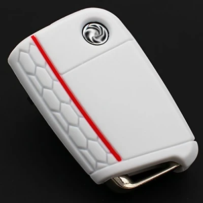 Immagine di Caso di protezione per la chiave dell&#039;auto con 3 tasti Design custodia chiavi cover in Silicone TPU Case Accessori veicoli VB (Bianco Rosso)