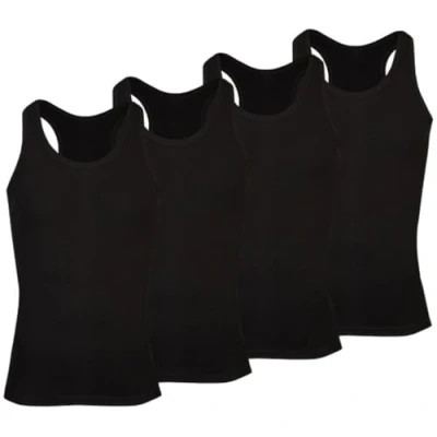Immagine di Confezione da 4 canottiere uomo classiche, in cotone, uomo, Nero , XXXXL