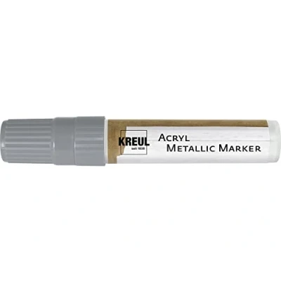 Immagine di Kreul 46252 Marcatore XXL, con Punta a Cuneo di Circa 15 mm, Argento, Vernice acrilica Permanente Effetto Metallizzato, per Elementi puristici, Silver