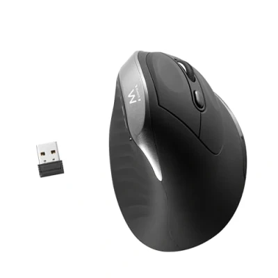 Immagine di Ewent Mouse Verticale Wireless Ergonomico, Design Ergonomico Senza Fili, 800/1200/2400 DPI, Ricevitore Nano, USB A, 2.4GHz, 6 Pulsanti, per PC,Computer,Portatile,Mac,Laptop, Casa e Ufficio, Nero