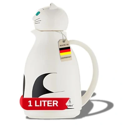 Immagine di Helios Thermo Cat Caraffa termica in plastica, con tappo a vite, 1 l, colore: Bianco