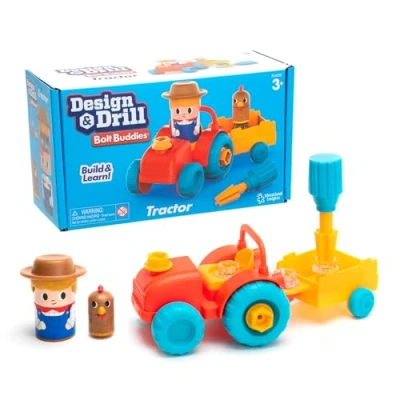Immagine di Learning Resources Trattore Bolt Buddies Design &amp; Drill, Giocattolo della Fattoria, Set con e Fattore, Gioco Il Trapano da scomporre a 13 Pezzi, scientifico STEM, 3+, Multi, 4135