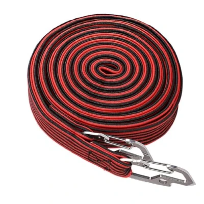 Immagine di Runaup Corde elastiche lunghe con ganci di sicurezza in acciaio al carbonio, Corda flessibile per cavo bagagli bici, carrello, camion, campeggio (4M/13,12ft Rosso)