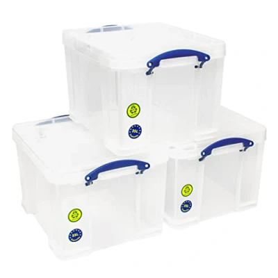 Immagine di Really Useful, Contenitore portaoggetti Confezione da 3 35 L Trasparente