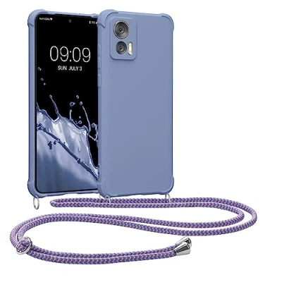Immagine di kwmobile Custodia Compatibile con Motorola Edge 30 Neo Cover Back Case in Silicone TPU Protezione Smartphone Cordino lavanda