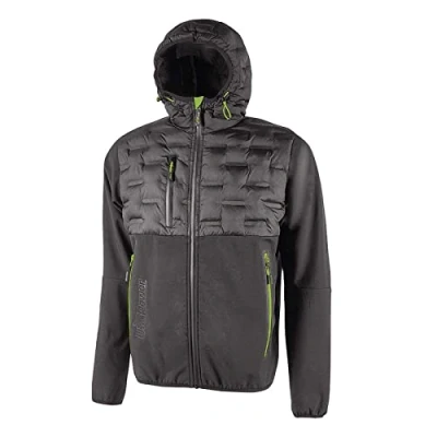 Immagine di U Power SPOCK, Giacca, Con Cappuccio Regolabile, Polsini Elasticizzati, Tessuto Traspirante, Antivento, Cerniera Impermeabile, Capispalla Trapuntato, Multitasche (ASPHALT GREY_XL)