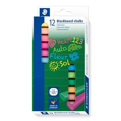 Immagine di STAEDTLER gessi colorati per lavagna Blackboard Chalks, confezione da 12 colori, 2360