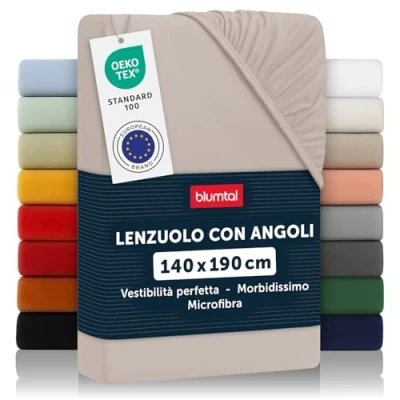 Immagine di Blumtal lenzuolo con angoli una piazza e mezza 140x190 cm sotto in microfibre certificato Oekotex lenzuola colore talpa