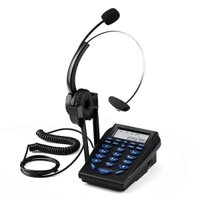 Immagine di Telefono Cordless con Auricolare, Mini Business Office Phone Set di Tastierino Numerico Cancellazione del Rumore Multi Funzionale da 3,5 Mm Linea Collegamento