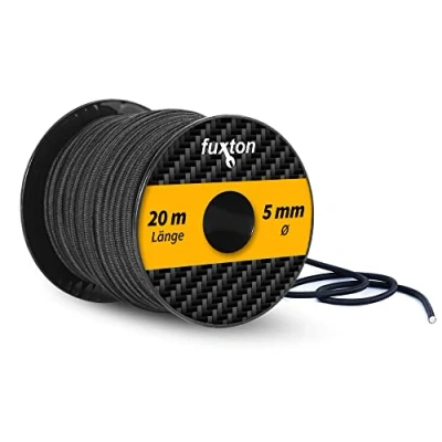 Immagine di fuxton corda elastica 5 mm 20 m nero, elastico (corda di espansione, banda elastica, gomma, per teloni, tensionamento, copertura piscina)