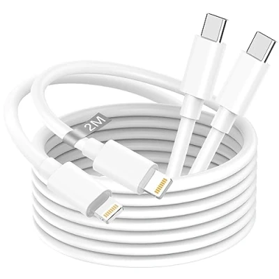 Immagine di Cavo USB C Lightning 2M 2Pezzi [Certificato MFi], iPhone Ricarica Caricatore Cavetto Filo per 14 13 12 Pro Max/11/XS/X/8