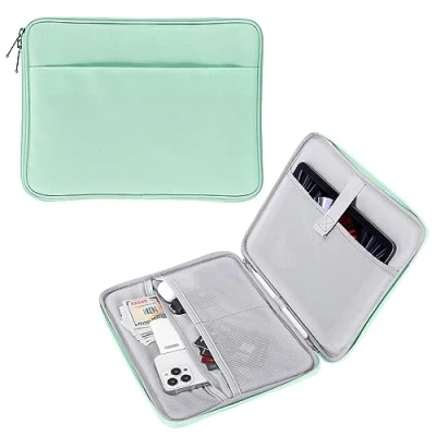 Immagine di MoKo 9 11“ Custodia Protettiva in Poliestere con Scomparti per Tablet iPad Air M2 2024, PRO 11 M4 5/4/3/2/1, 10a/9/8/7 Gen 10,2, Galaxy Tab S9 2023, Menta Verde