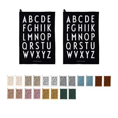 Immagine di Design Letters strofinacci cucina 100% cotone canovacci Asciugamani asciugapiatti Set di 2 decorativi 60x40 cm Stracci da Lavabile Certificato Oeko Tex