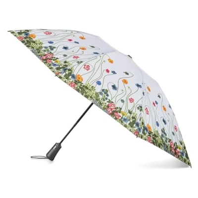 Immagine di totes InBrella riciclato Ombrello pieghevole con tecnologia di chiusura automatica, protezione dagli agenti atmosferici, antivento e design compatto per viaggi, giardino fiorito, taglia unica,