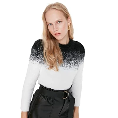 Immagine di Trendyol Girocollo Colore Gradiente Maglione Regolare Maglia di Tuta, Nero, M Donna