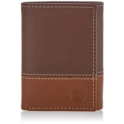 Immagine di Timberland Leather Trifold Wallet with ID Window Accessori da Viaggio Portafogli Tri Fold, Marrone/Marrone Chiaro, Taglia Unica Uomo