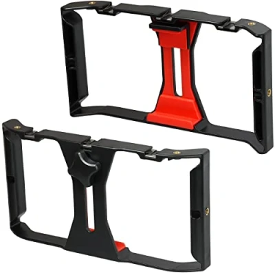 Immagine di iGadgitz U7219 Supporto Cellulare Portatile, Stabilizzatore Smartphone, Video Rig Nero &amp; Rosso