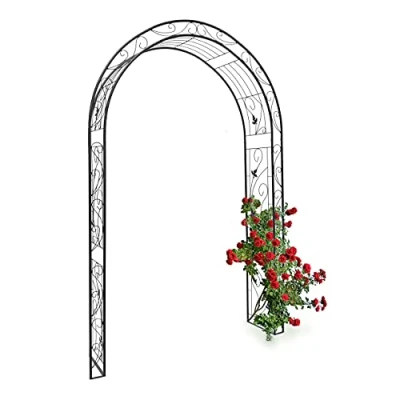 Immagine di Relaxdays Arco per Rose Rampicanti, HLP: 226x144x36,5 cm, Struttura Resistente alle Intemperie, Design Romantico, Nero