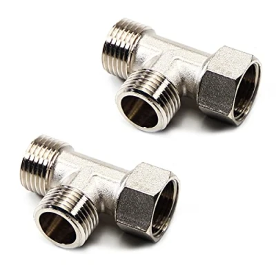 Immagine di MroMax Raccordo a T in ottone 1/2BSP maschio X 1/2PT femmina maschio, colore argento, 2 pezzi