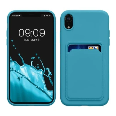 Immagine di kwmobile Custodia Compatibile con Apple iPhone XR Cover Back Case Cellulare Slot Porta Carte Morbida in Silicone TPU blu chiaro matt