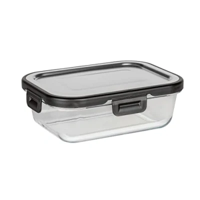 Immagine di WENKO Barattolo salvafreschezza di Vetro Steel 600 ml, ermetico con Coperchio in Acciaio Inox, Lavabile lavastoviglie, impilabile, salvaspazio e antifuoriuscita, 17 x 6 13 cm